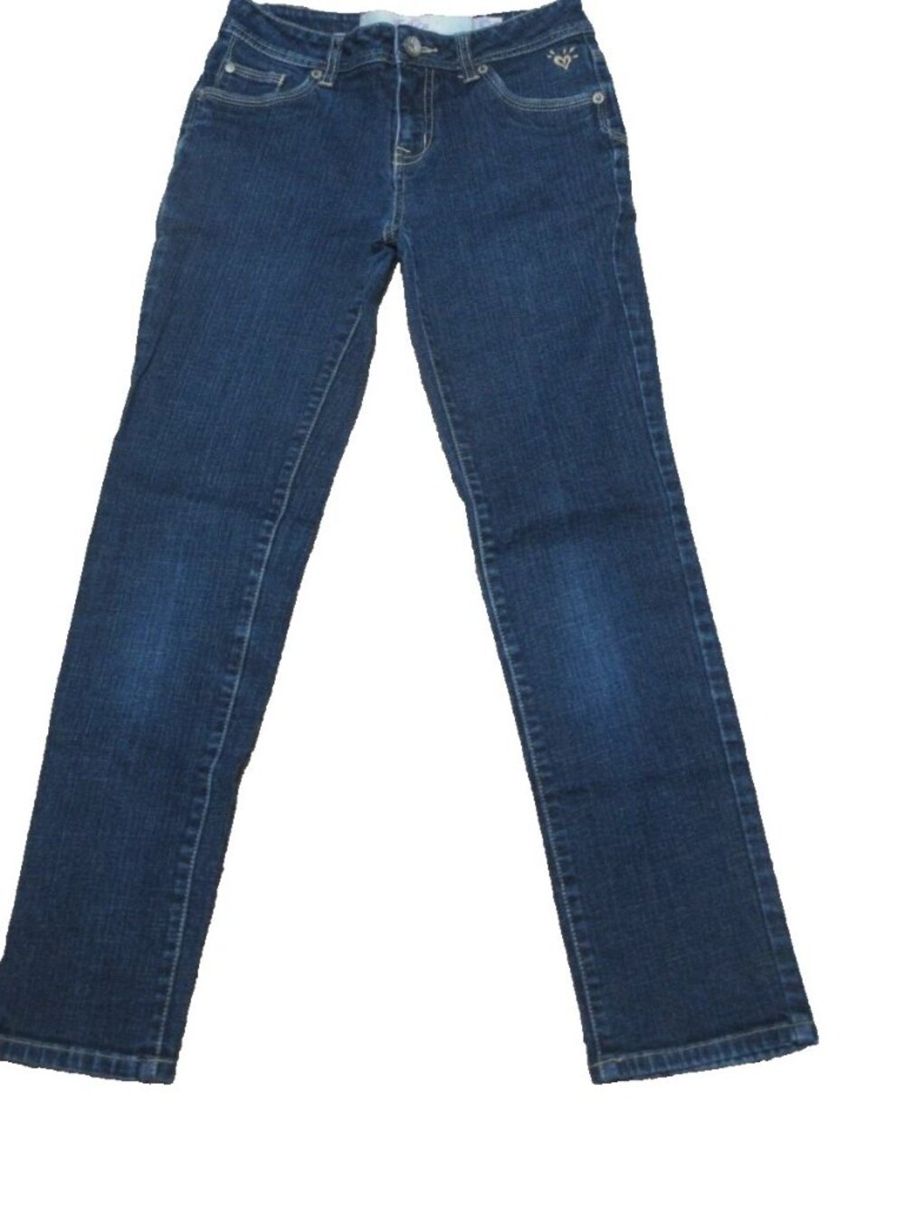 justice girls dark denim blue jeans straight leg sz 12R zipper Button